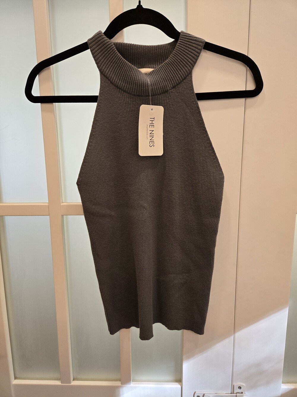 Ribbed Turtleneck Tank in Gray New With Tags - Picture 2 of 3